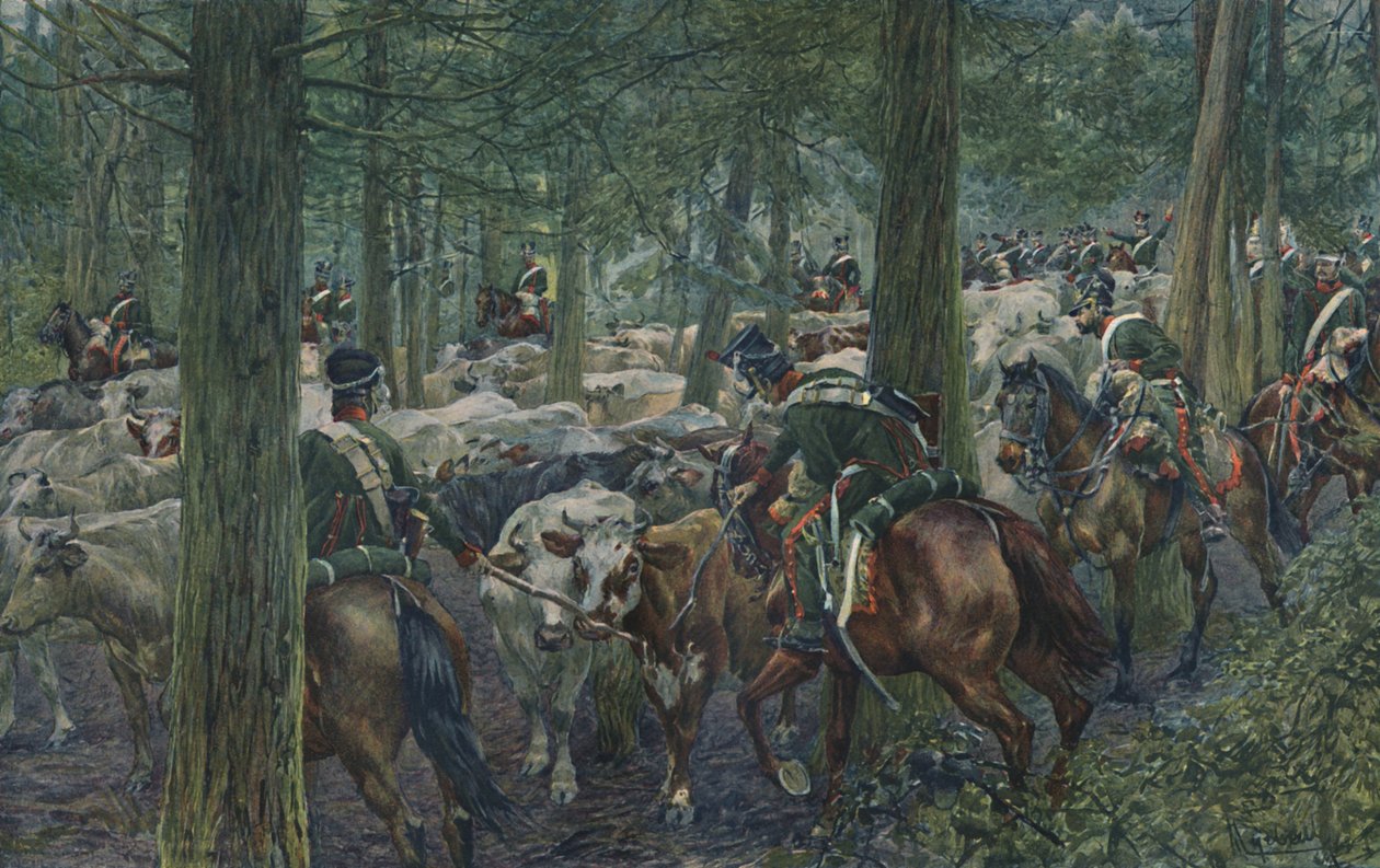 Geri Çekilmede Toplayıcılık Yapan Marbots Askerleri, 1896 by Unbekannt