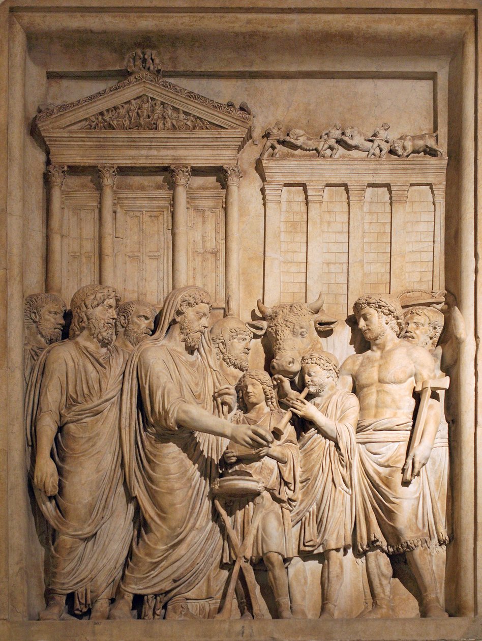 Marcus Aurelius ve İmparatorluk ailesinin üyeleri, Germen kabilelerine karşı başarı için şükranlarını sunarlar, yaklaşık 176-182 by Unbekannt