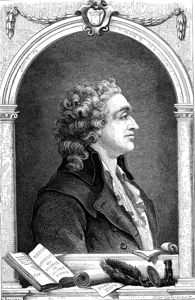 Marquis de Condorcet 1743-1798, Fransız Aydınlanma filozofu ve sosyolog, 1874 by Unbekannt