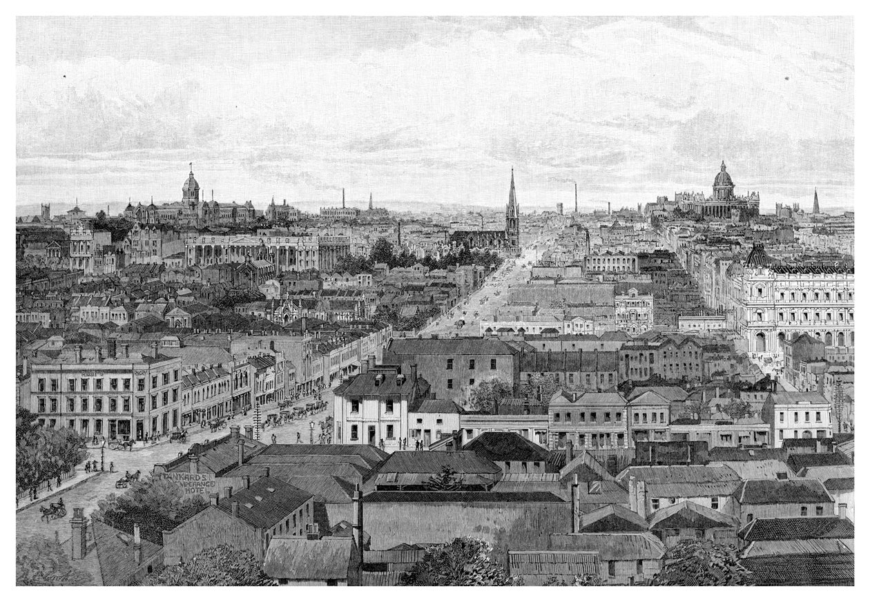 Melbourne doğuya bakıyor, Victoria, Avustralya, 1886 by Unbekannt