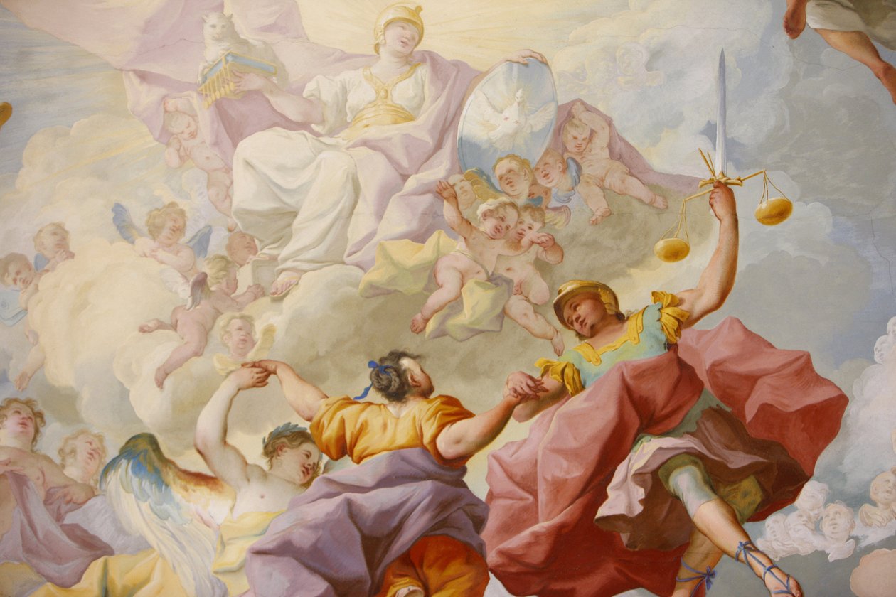 Melk Manastırı kütüphane freski: Paul Troger 1732, Melk, Avusturya tarafından adalet by Unbekannt