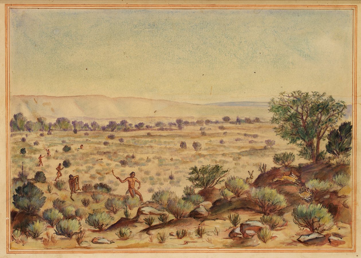 Tavşanları Avlayan Erkekler, 20. yüzyıl. by Unbekannt