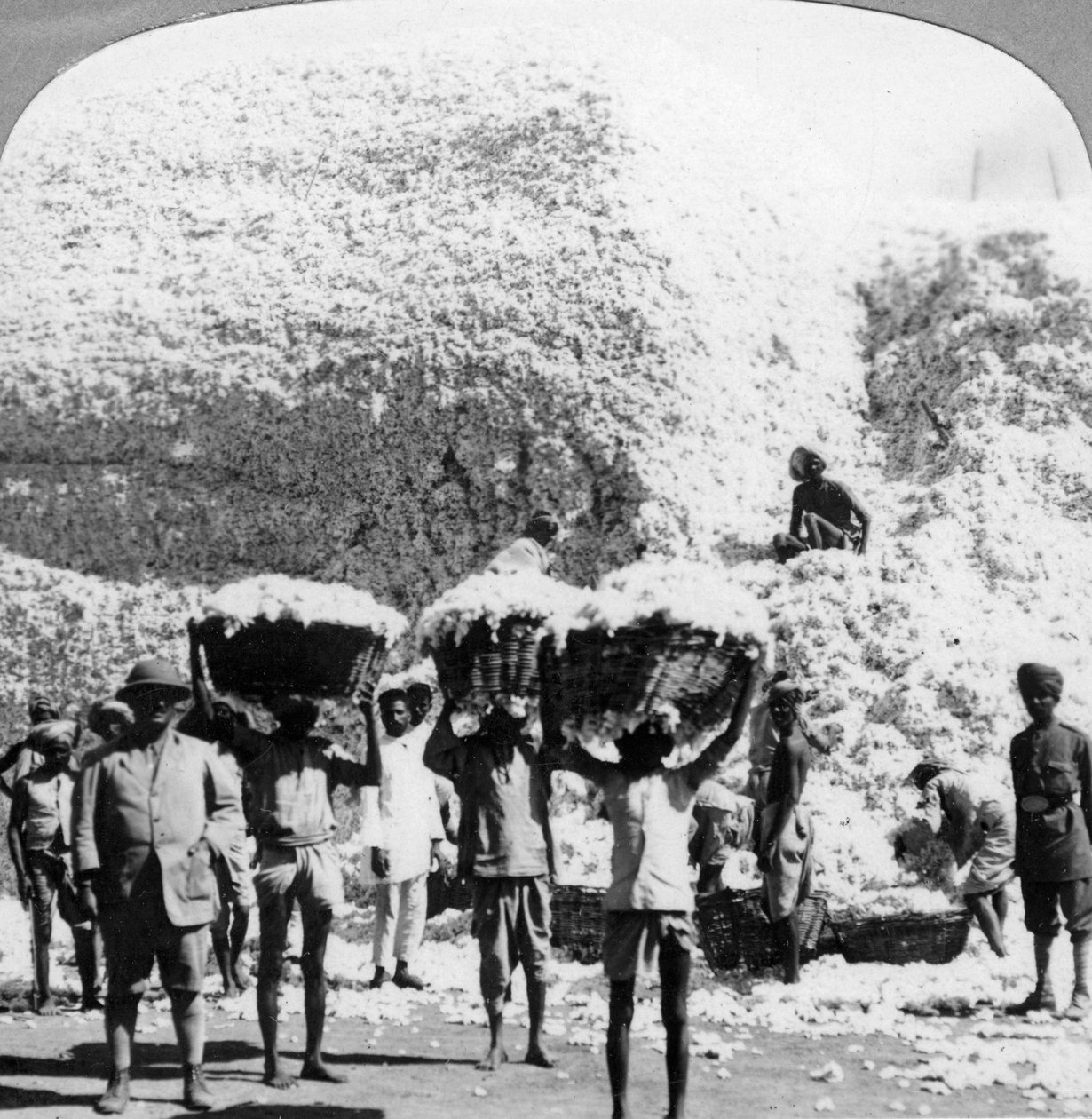 Bir Indore pamuk fabrikasında pamuk sepetleri taşıyan adamlar, Hindistan, 1900'ler by Unbekannt