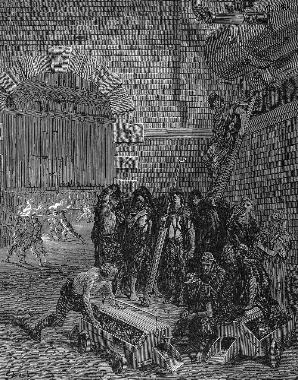 İmbiklere ara veren erkekler, Lambeth Gasworks, 1872 by Unbekannt