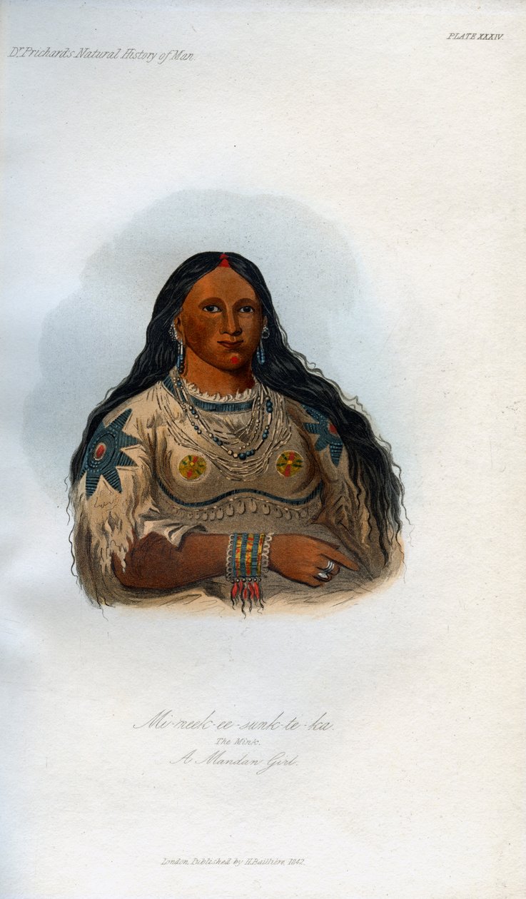 Mi-neek-ee-sak-te-ka, Vizon, Bir Mandan Kızı, 1848 by Unbekannt