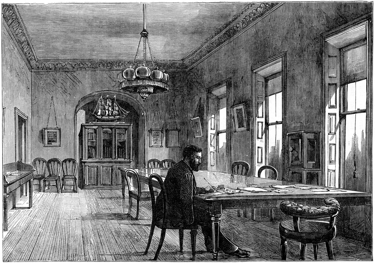 Michael Davitt, Land League komite odasında, Upper Sackville Street, Dublin, 1891 by Unbekannt