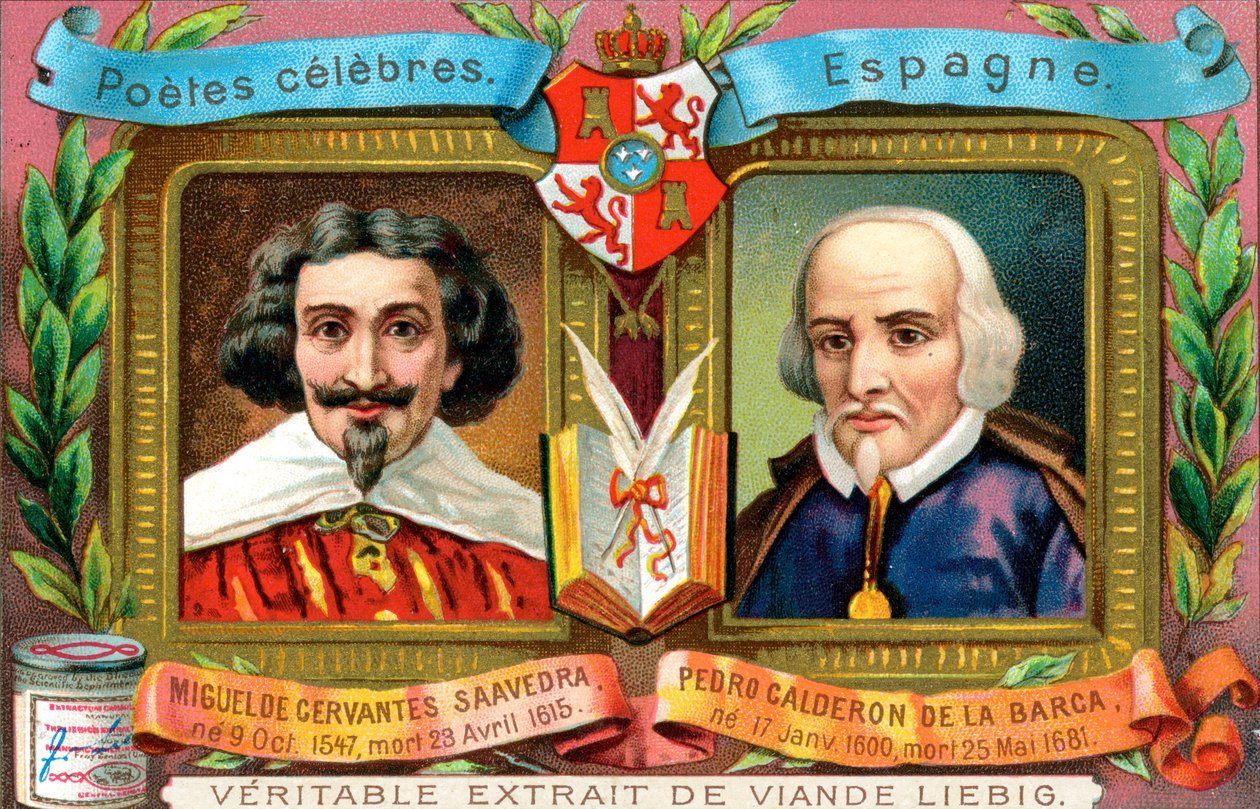 Miguel de Cervantes Saavedra ve Pedro Calderon De La Barca, c1900 by Unbekannt