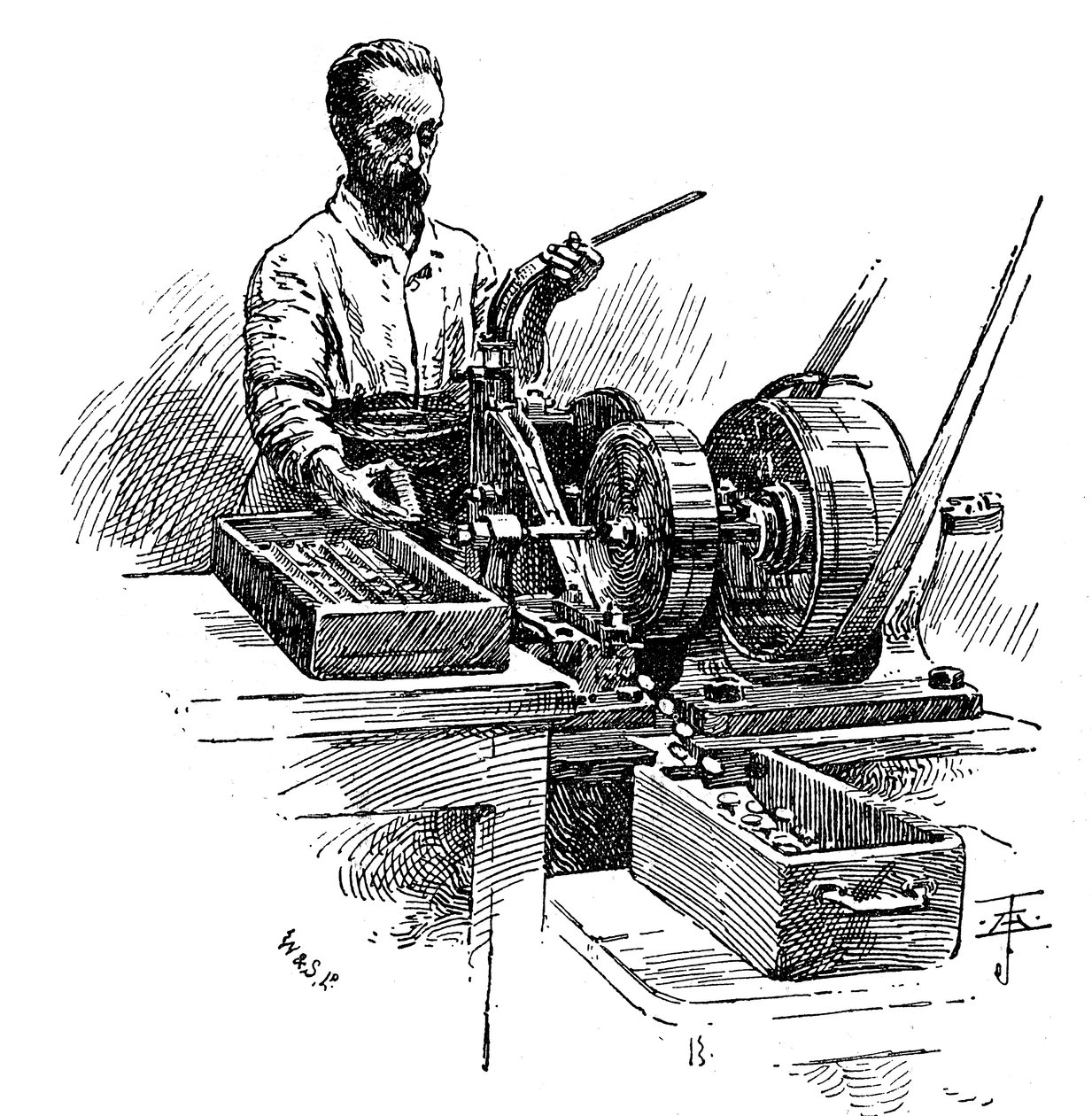 Madeni paraların kenarlarının frezelenmesi, Royal Mint, Londra, 1891 by Unbekannt
