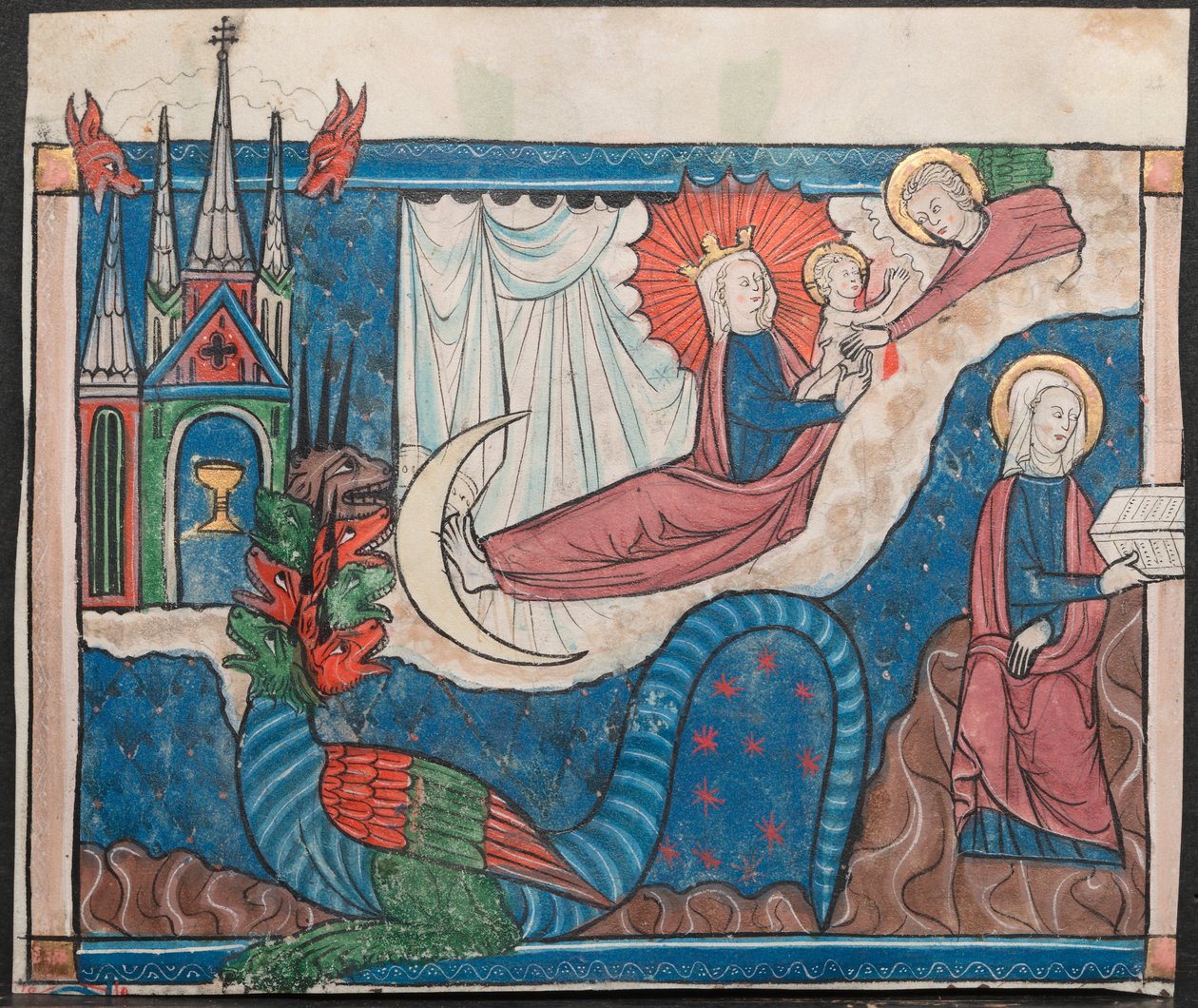 Kıyamet El Yazmasından Minyatür: Güneşle Giyen Kadın, c. 1295. by Unbekannt