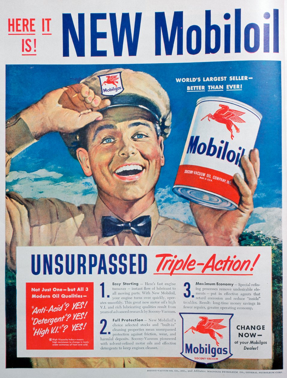 Mobiloil motor yağı reklamı, 1949 by Unbekannt