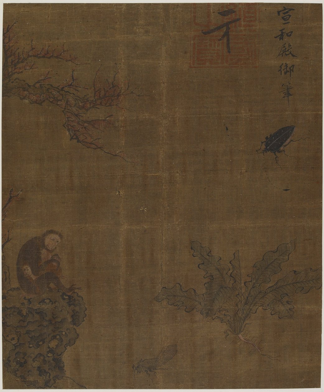 Maymunlar, böcekler ve lahana, Muhtemelen Ming hanedanı, 1368-1644. by Unbekannt