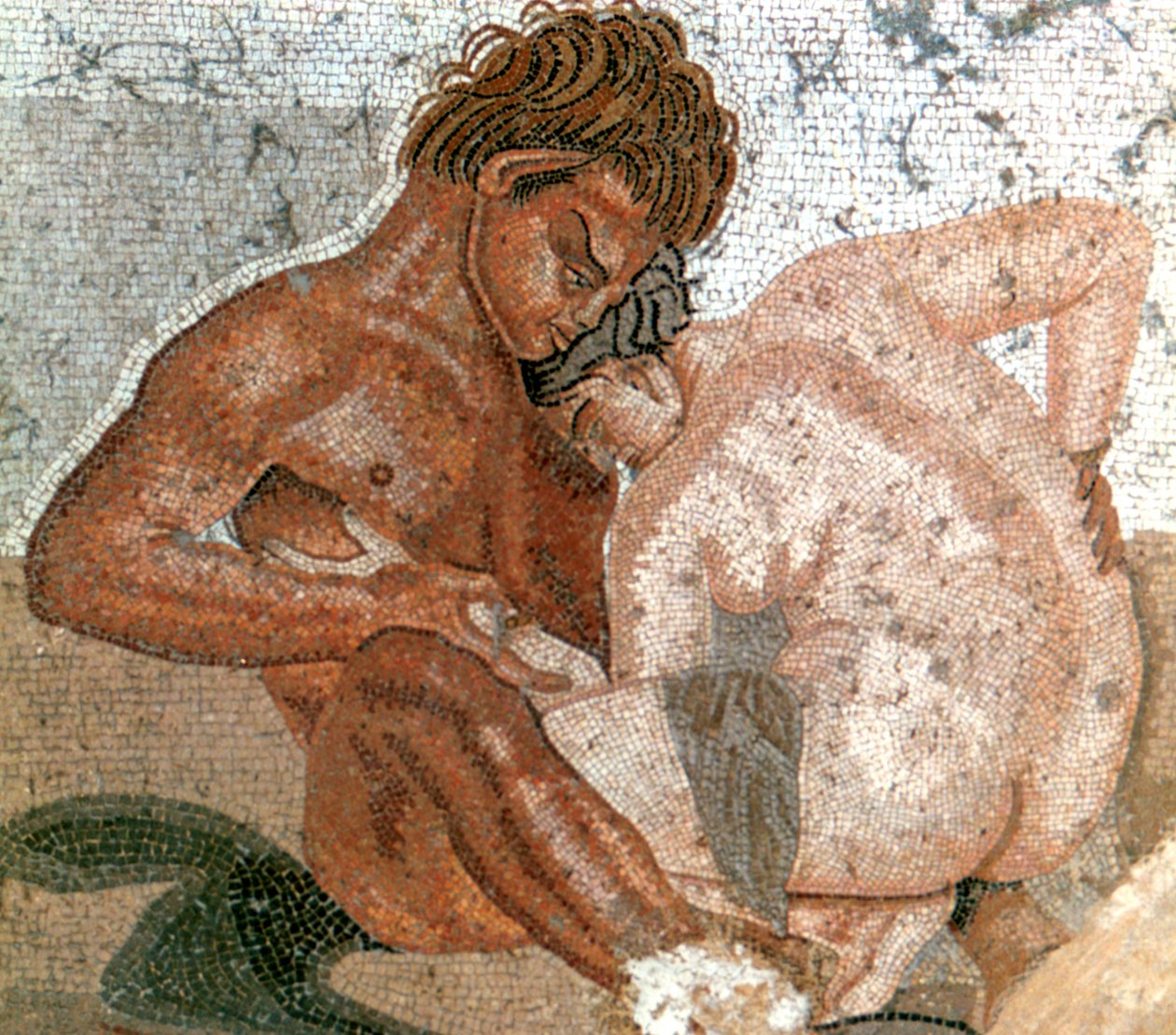 Bir satir ve peri mozaiği, Faun Evi, Pompeii, İtalya by Unbekannt