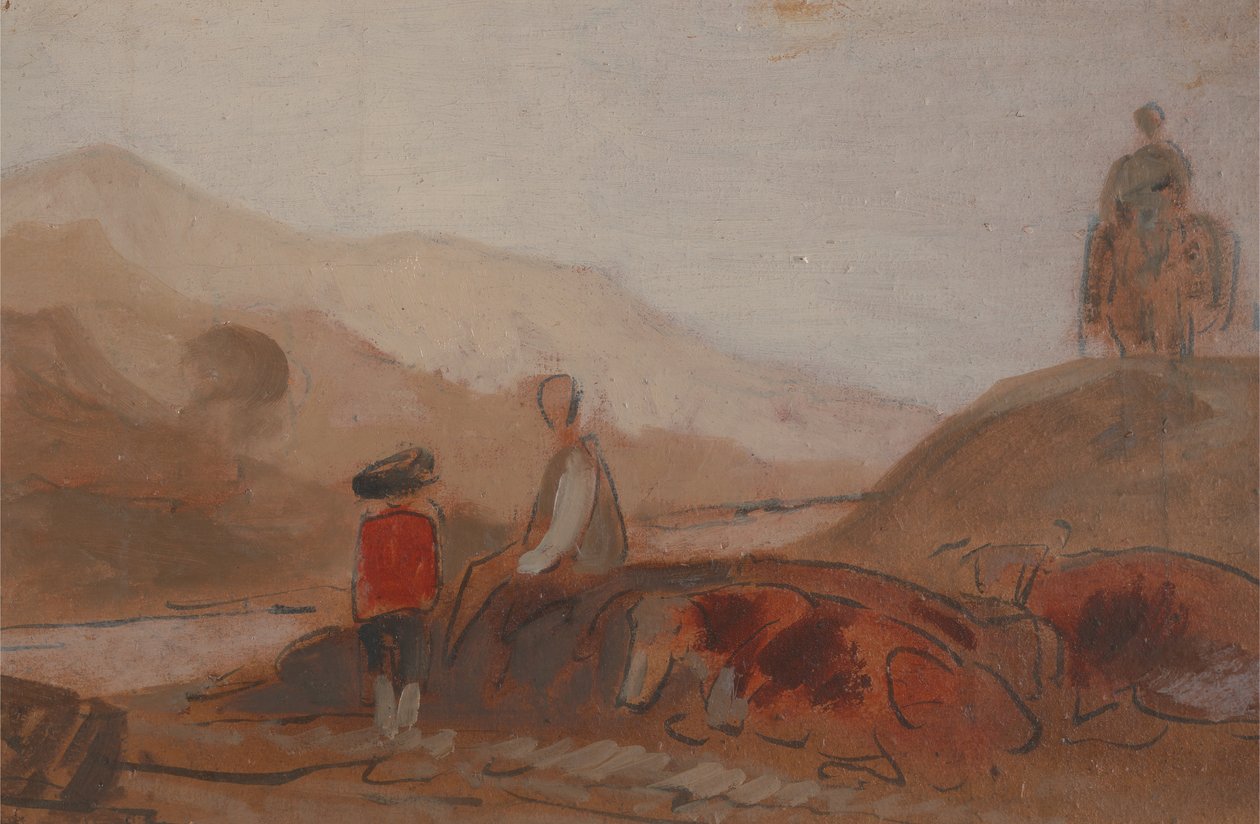 Göl Kenarında Figürlerle Dağlık Manzara, 1825 - 1830. by Unbekannt