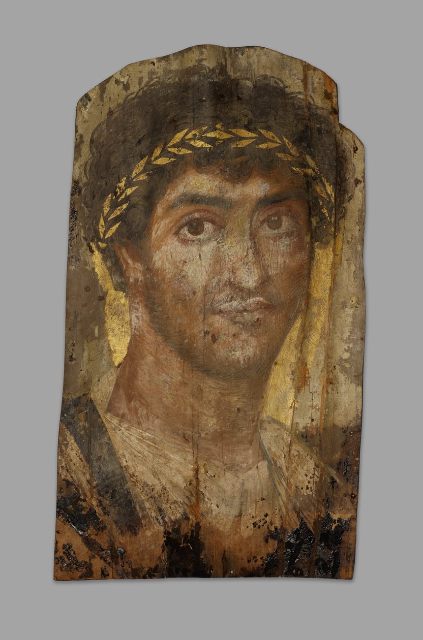 Defne Çelengi Takan Bir Adamın Mumya Portresi, Fayum, 2. yüzyılın başlarından ortalarına kadar. by Unbekannt