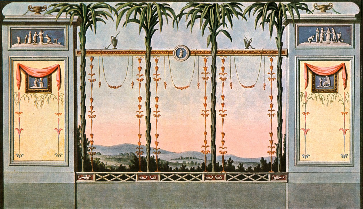 Bir bahçeye bitişik bir galeri salonunun duvar dekorasyonu, Leipzig, Almanya, 1928. by Unbekannt