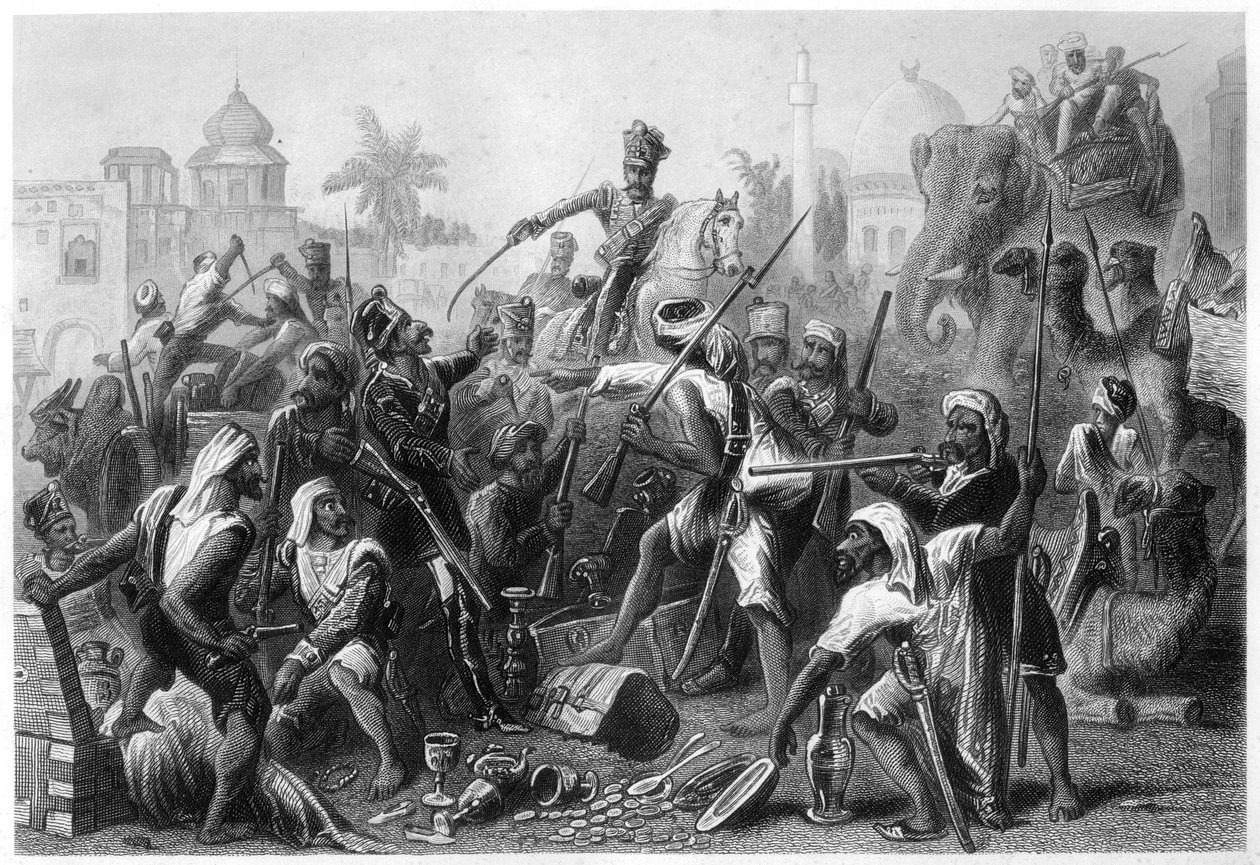 Ganimetleri bölen İsyanlı Sepoys, 1857, c1860 by Unbekannt