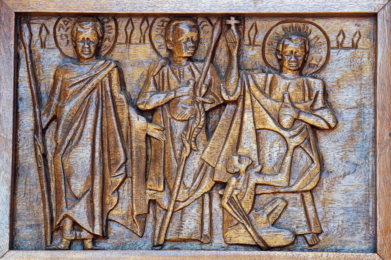 Namugongo Katolik şehitlerin tapınağı, Kampala. Kilise kapısı kabartması, 20160217, Kampala, Uganda by Unbekannt