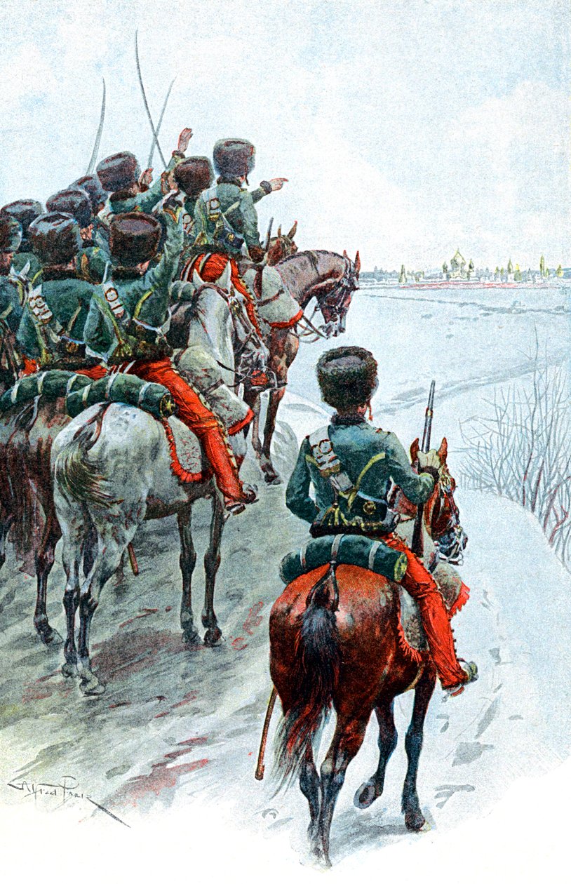 Napoleons Grande Armee, Moskova manzarasını yakalarken, 1812 19. yüzyılın sonları by Unbekannt