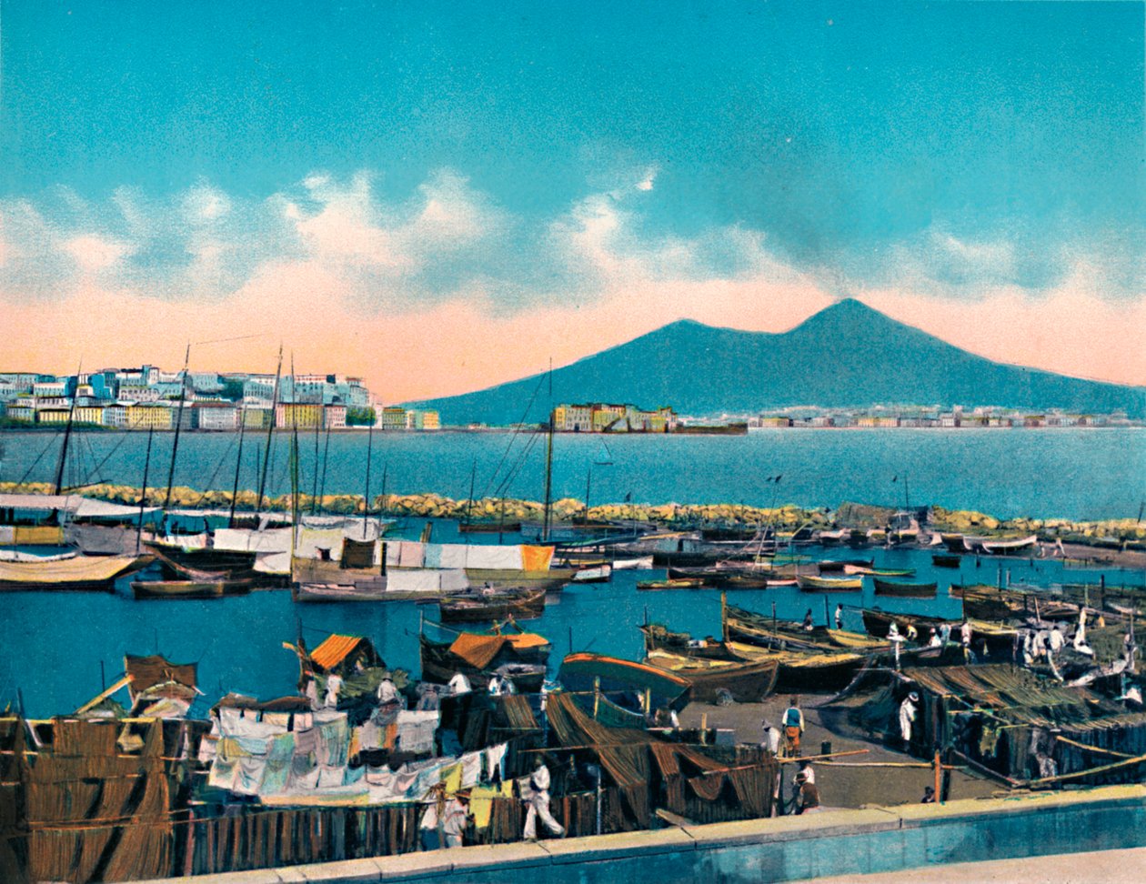 Napoli - Vezüv ile Mergellina, Vezüv ile Mergellina, c1900. by Unbekannt