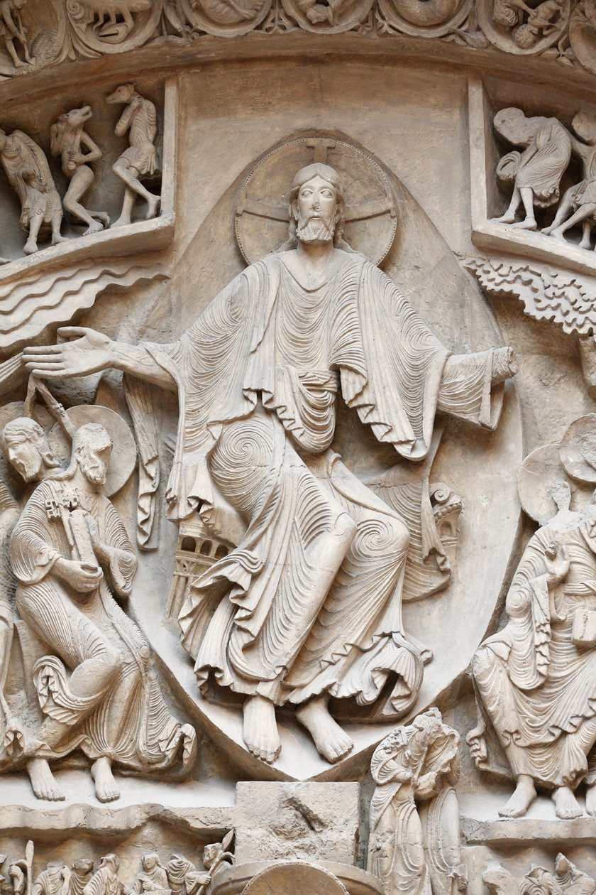 Ulusal Fransız Anıtları Müzesi. Sainte Marie Madeleine Bazilikası, Vezelay. Batı cephesi. Zaferdeki Mesih. Döküm. Yakın çekim, Paris, Fransa by Unbekannt