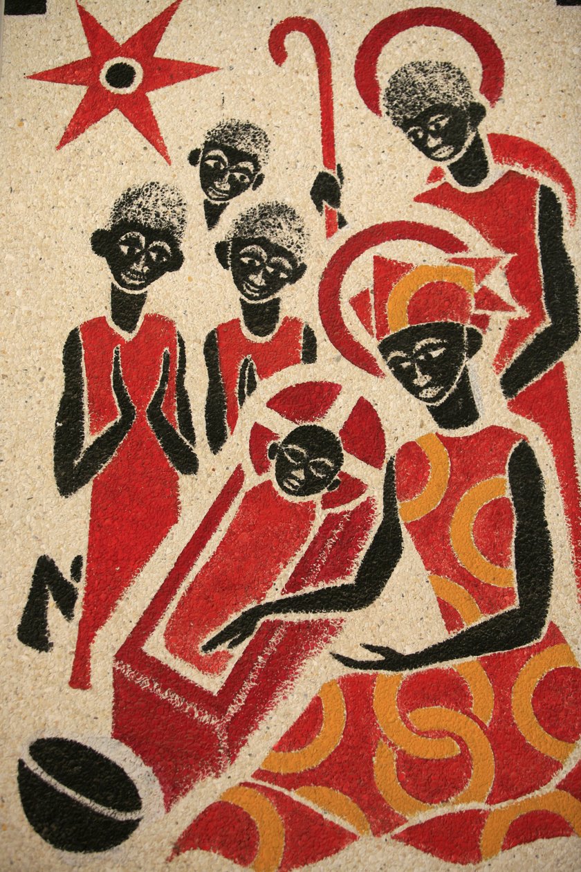 Doğuş Keur Moussa manastır kilise fresk Dom Georges Saget Keur Moussa Senegal tarafından 1963 yılında tasarlanmış ve boyanmıştır. by Unbekannt