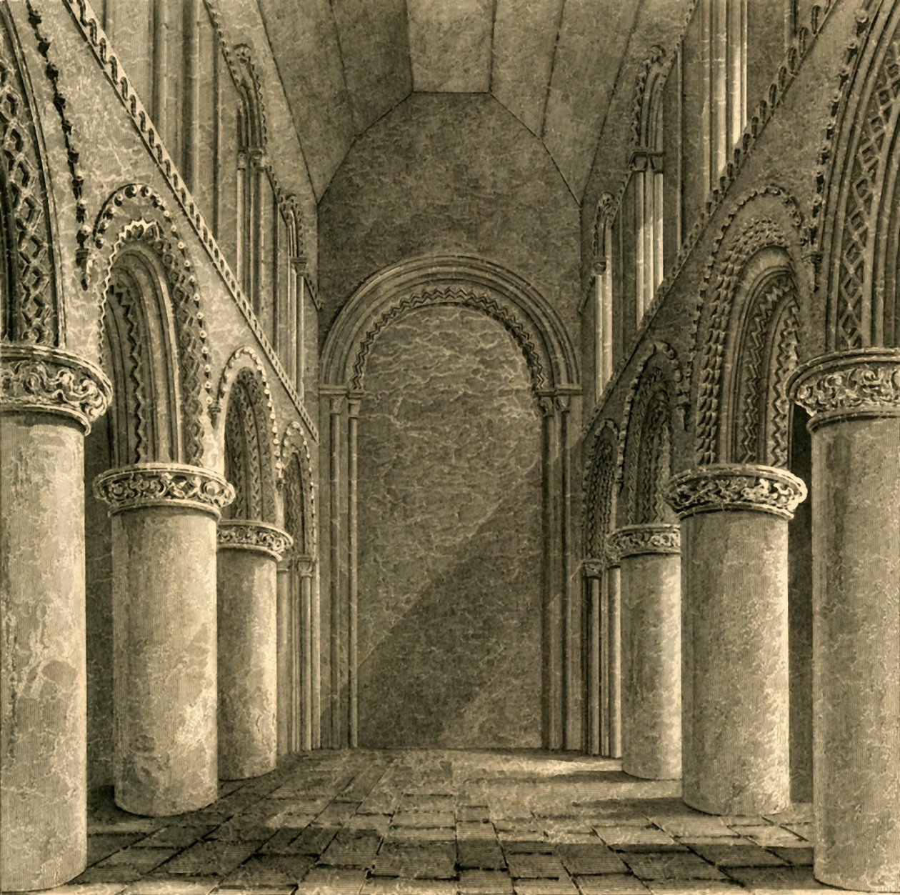 Steyning Kilisesi nef, 1835. by Unbekannt