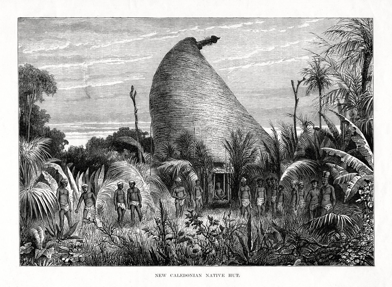 Yeni Kaledonya Yerli Kulübesi, güneybatı Pasifik, 1877 by Unbekannt