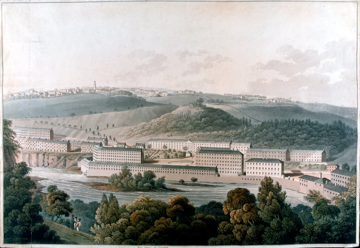 New Lanark Mills, İskoçya, c1815 by Unbekannt