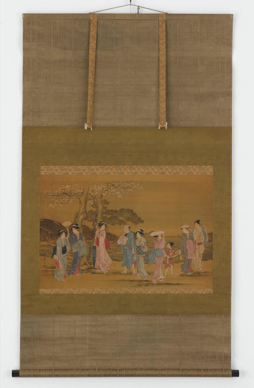 Kiraz çiçeklerini görmek için dışarı çıkan dokuz kişi, Edo dönemi, 1615-1868. by Unbekannt