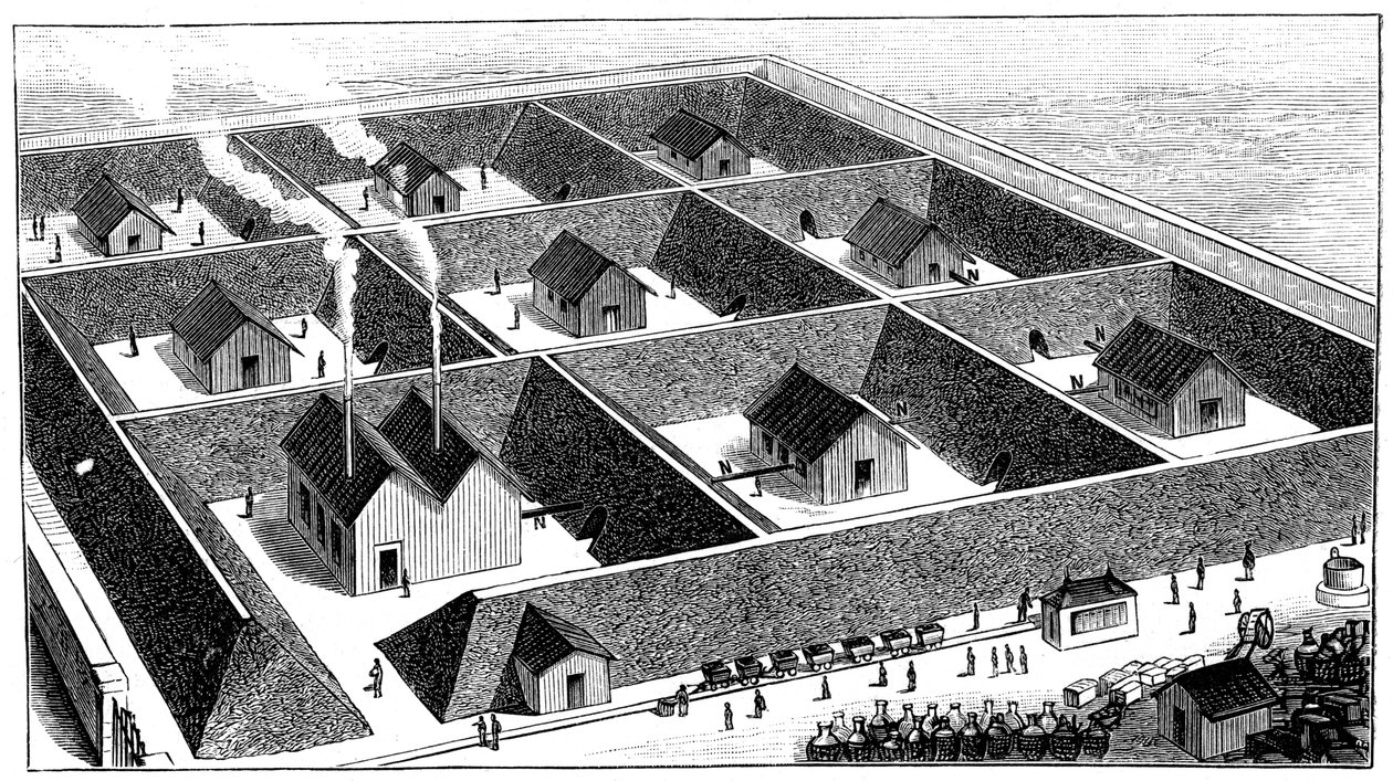 Nitrogliserin işleme tesisi, patlayıcı fabrikası, Val Bormida, Cengio yakınlarında, İtalya, 1888 by Unbekannt