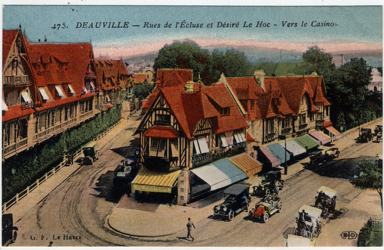 Normandiya, Calvados (14), Deauville: yarı ahşap evler sokaklar de l