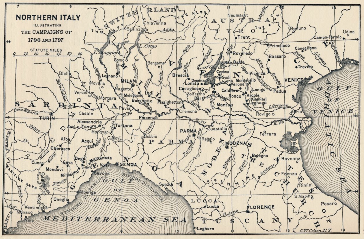 Kuzey İtalya - 1796 ve 1797, 1896 Seferlerini Göstermek by Unbekannt