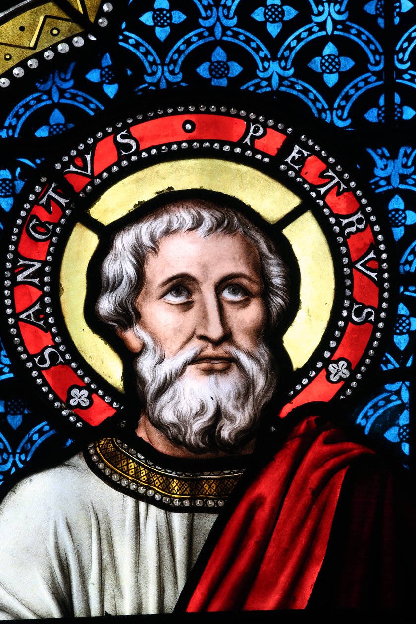 Notre-Dame Saint-Lazare kolej kilisesi, Vitray pencere, Saint Peter, Avallon, Fransa by Unbekannt