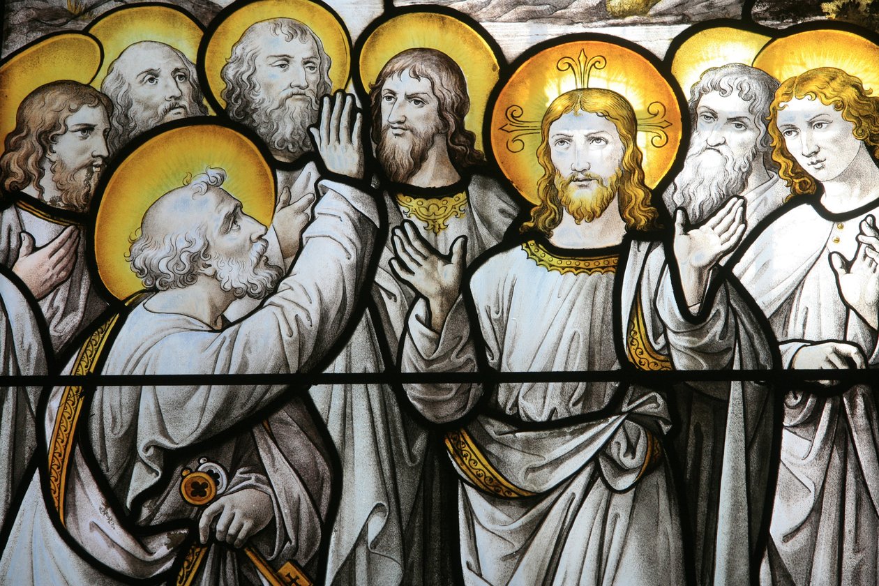 Notre Dame de Beaune kilisesi vitray pencere: Aziz Peter, Christ Beaune Fransa