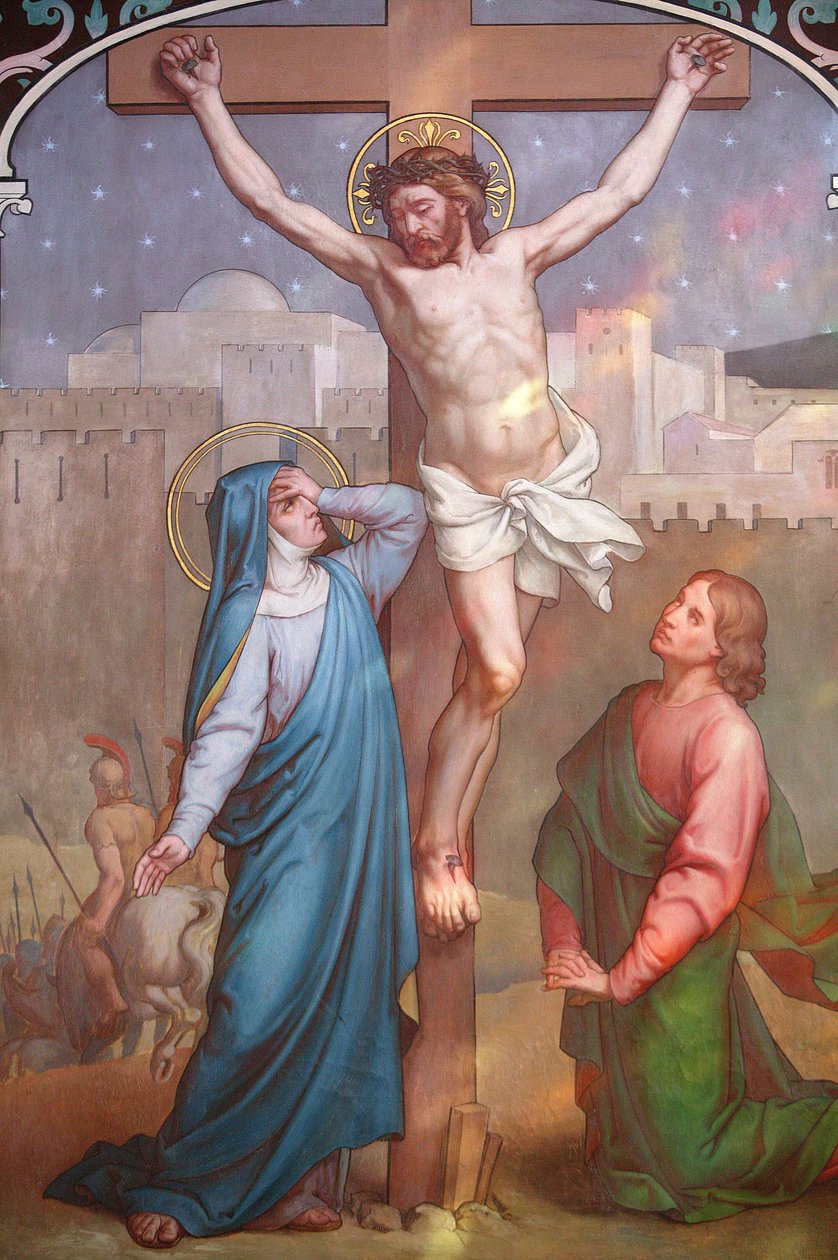 Notre Dame de Paris Katedrali tablosu : İsa çarmıhta Mary Paris Fransa