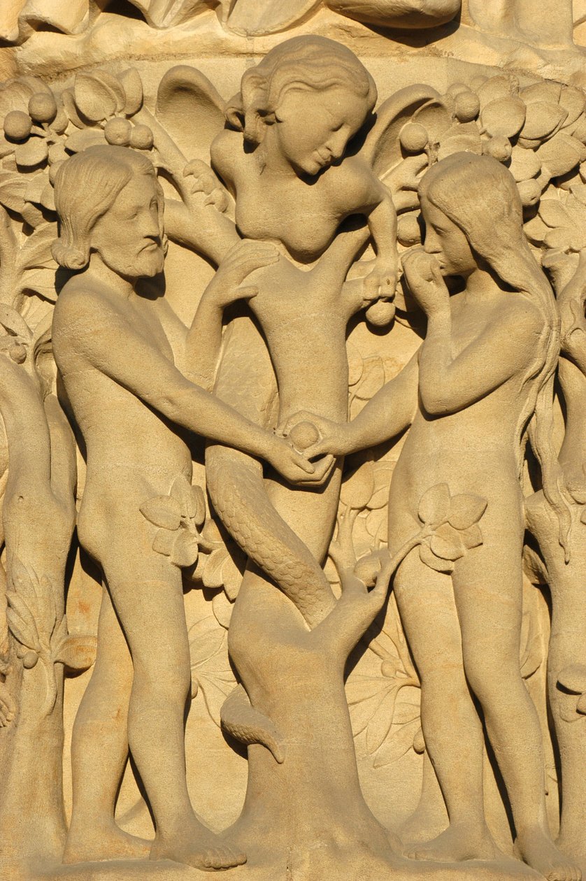 Notre Dame de Paris Katedrali heykeli: Adem ve Havva, Paris, Fransa by Unbekannt