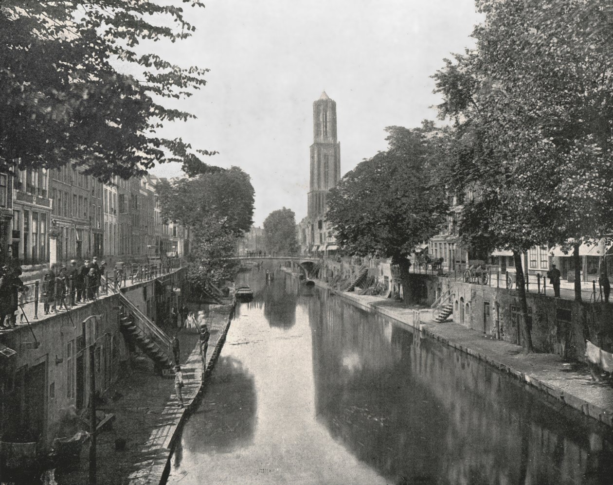 Eski Kanal ve Dom Kulesi, Utrecht, Hollanda, 1895. by Unbekannt