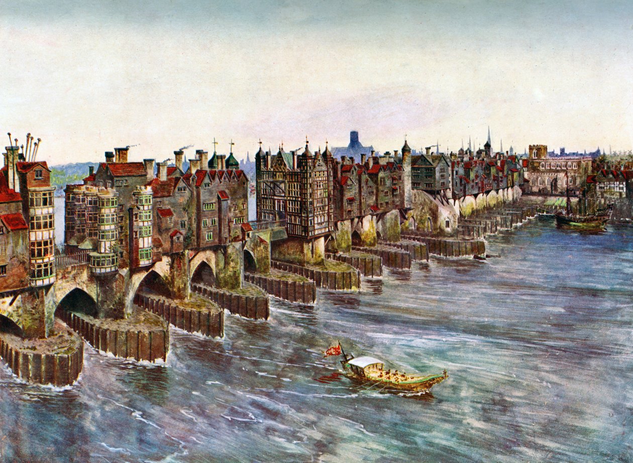 Eski Londra Köprüsü, yaklaşık 1630, c1900-1920 by Unbekannt