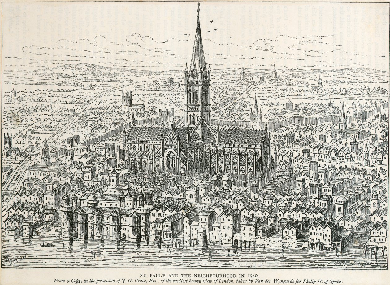 Eski St Paul Katedrali, Londra Şehri, 1540 c1883-c1885 by Unbekannt