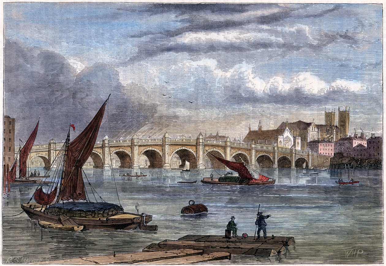 1754 yılında Eski Westminster Köprüsü, 19. yüzyıl by Unbekannt