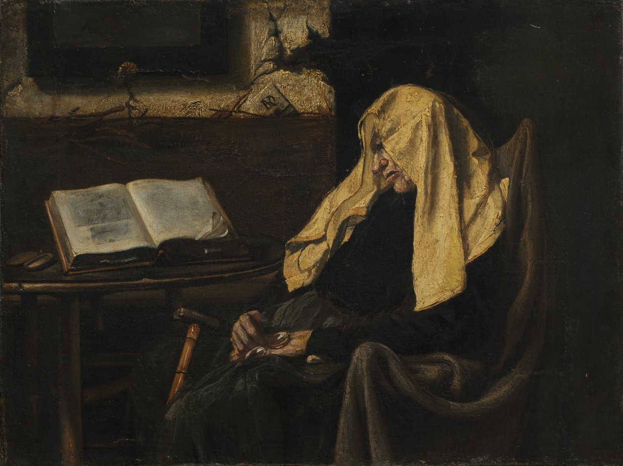 Uyuyan Yaşlı Kadın, 19. yüzyılın ortaları. by Unbekannt