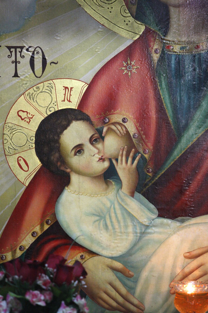 Saint Gerasimos manastır kilisesindeki Ortodoks ikonu: Annesi, İsrail tarafından emzirilen İsa by Unbekannt