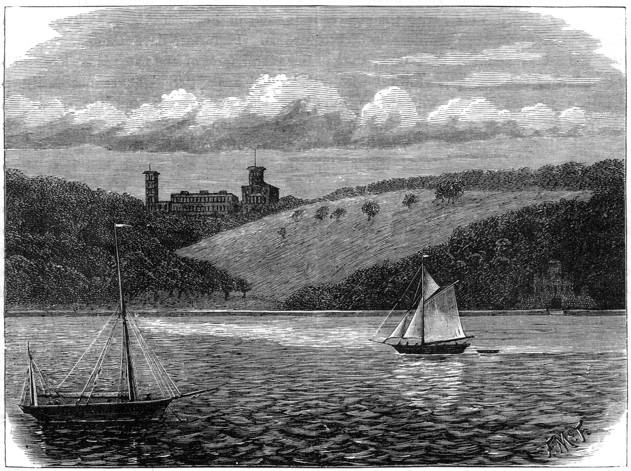 Osborne House, Wight Adası, denizden görüldüğü gibi, 19. yüzyılın sonlarında by Unbekannt