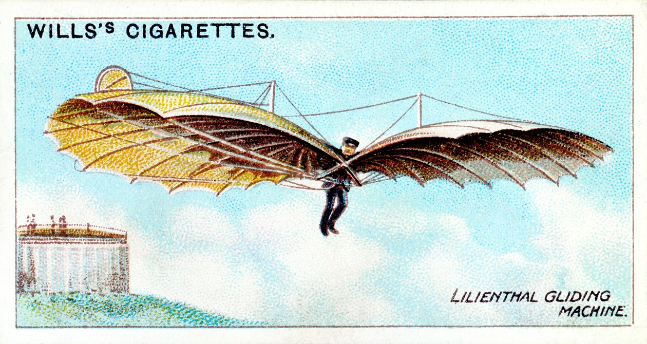 Alman planör öncüsü ve havacılık mucidi Otto Lilienthal, planörlerinden birini uçuruyor by Unbekannt