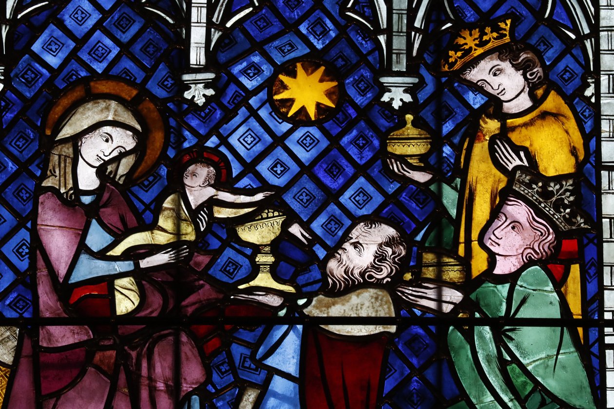 Our Lady of Strasbourg Katedrali. Vitray pencere. Doğuş. Magi