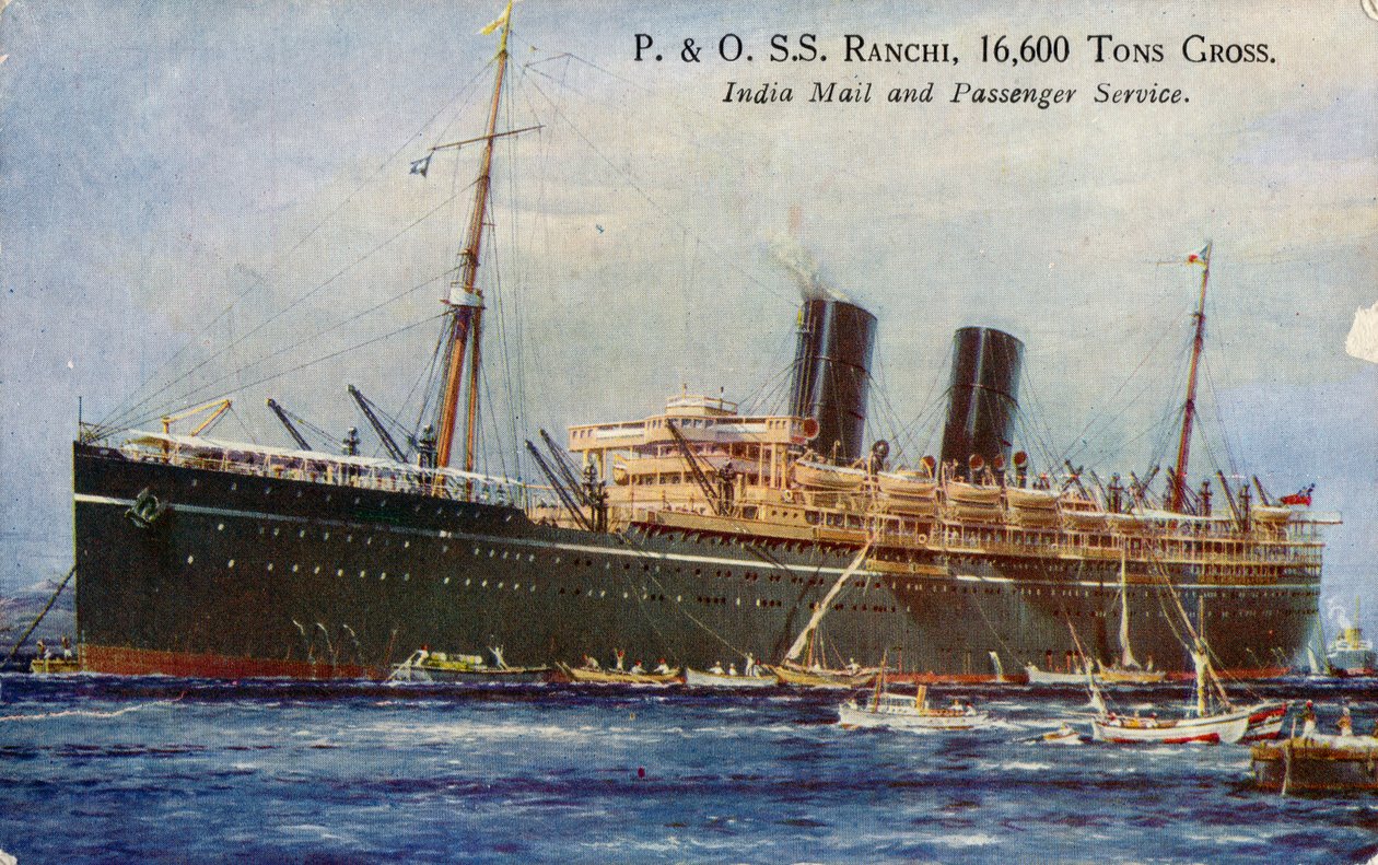 P. & O. S.S. Ranchi, 16.600 Ton Brüt, Hindistan Posta ve Yolcu Servisi, 1934. by Unbekannt