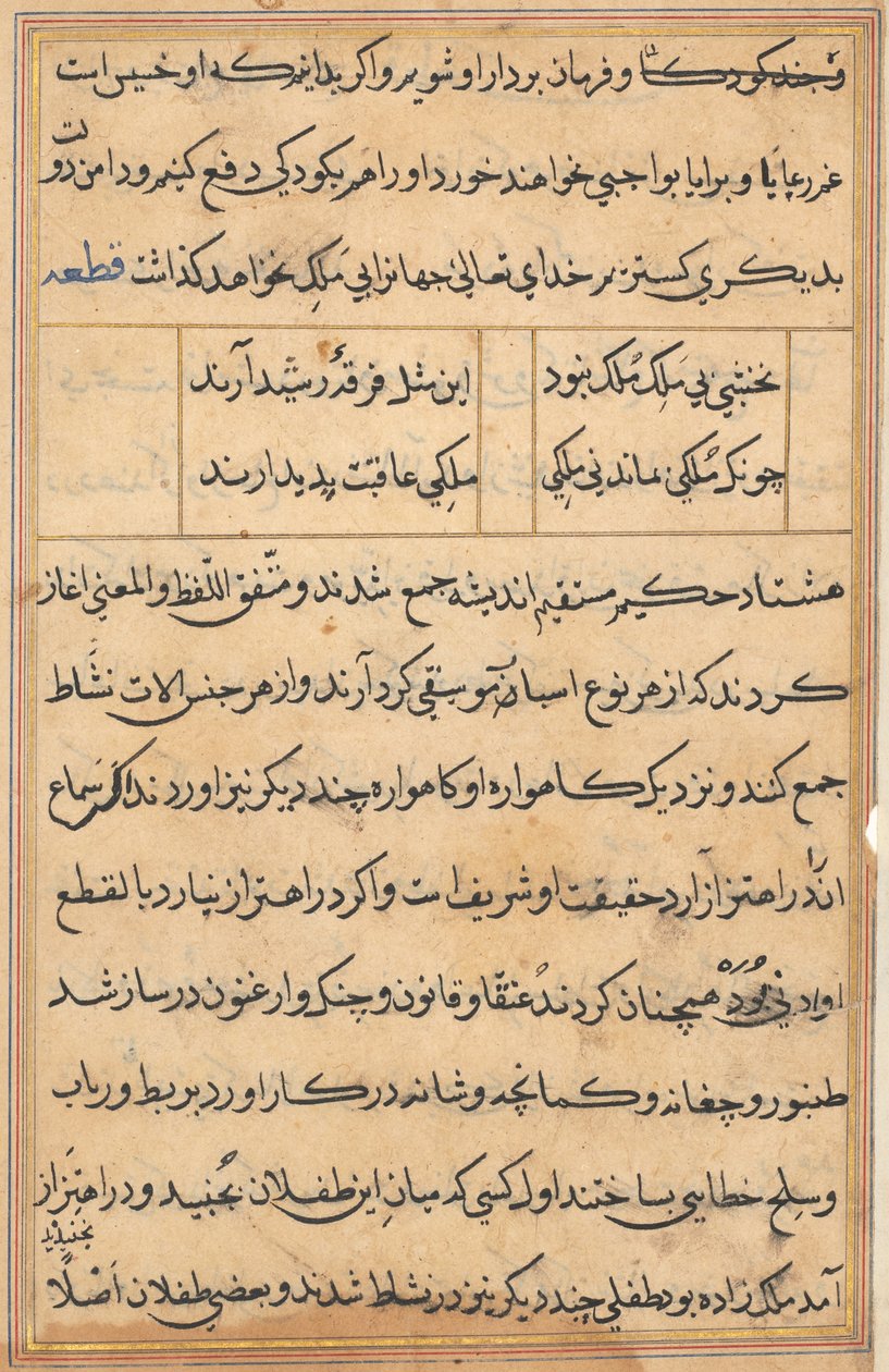 Bir Papağan Tuti-nama Masallarından sayfa: metin sayfası, c. 1560. by Unbekannt
