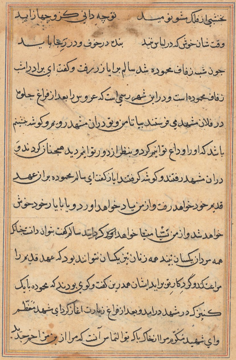 Bir Papağan Tuti-nama Masallarından sayfa: metin sayfası, c. 1560. by Unbekannt