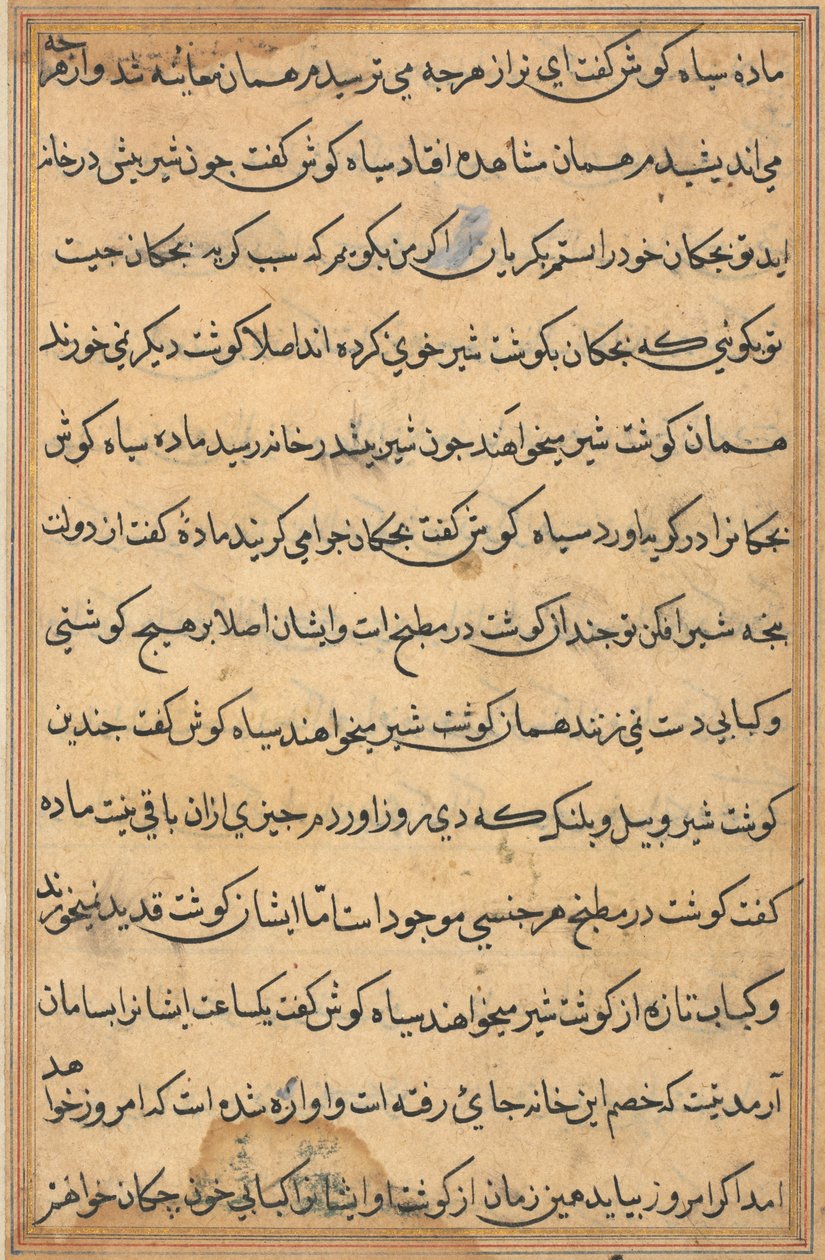 Bir Papağan Tuti-nama Masallarından sayfa: metin sayfası, c. 1560. by Unbekannt