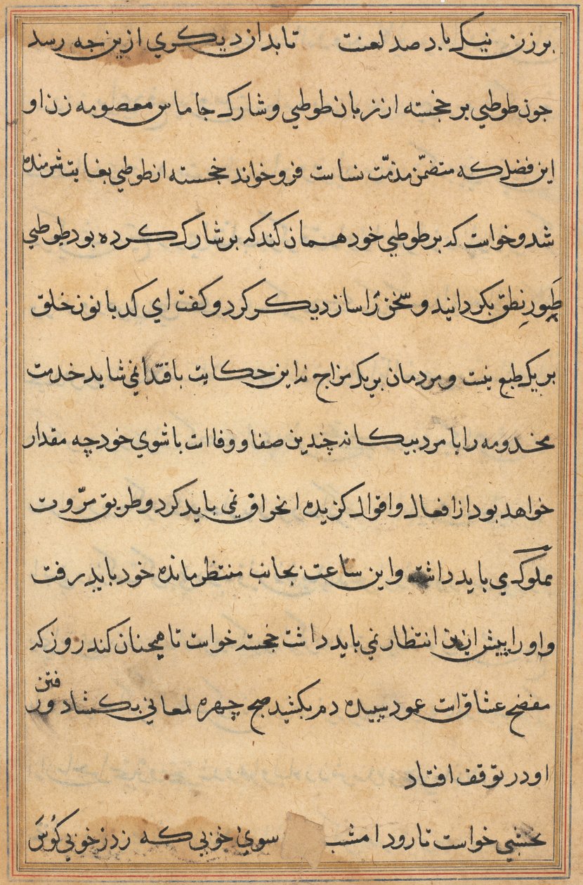 Bir Papağan Tuti-nama Masallarından sayfa: metin sayfası, c. 1560. by Unbekannt